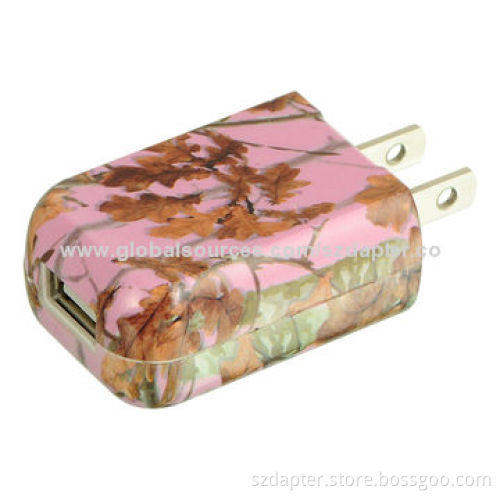 5V/1A Water Transfer Surface USB Mobile Phone Chargers with 1,000mAh Capacity, 65 x 35 x 19mm Size